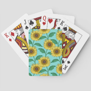 Sonnenblumen Illustration Mode Wiederholung Muster Spielkarten