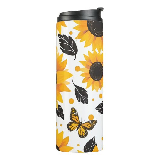 Sonnenblumen-Illustration Thermosbecher (Nach links gedreht)