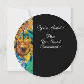 SONNENBLUMEN IM BLAUEN TÜRKISCHEN MONOGRAMM DES SO EINLADUNG (Rückseite)