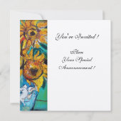 SONNENBLUMEN IM BLAUEN TÜRKISCHEN MONOGRAMM DES SO EINLADUNG (Rückseite)