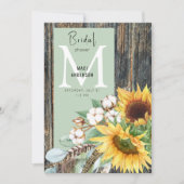 Sonnenblumen im blühenden rustikalen Brautparty Einladung (Vorderseite)