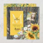 Sonnenblumen im blühenden rustikalen Foto Brautpar Einladung (Vorne/Hinten)