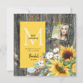 Sonnenblumen im blühenden rustikalen Foto Brautpar Einladung (Vorderseite)