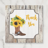 Sonnenblumen im Cowboy Boot Brautparty Danke Geschenkanhänger (Vorderseite)