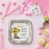 Sonnenblumen im Cowboy Boot Brautparty Pappteller (Party)