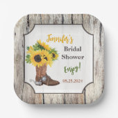 Sonnenblumen im Cowboy Boot Brautparty Pappteller (Vorderseite)