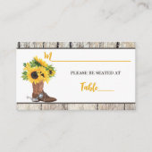 Sonnenblumen im Cowboy Boot Brautparty Platzkarte (Vorderseite)