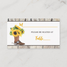 Sonnenblumen im Cowboy Boot Brautparty Platzkarte