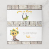 Sonnenblumen im Cowboy Boot Brautparty Platzkarte (Außenseite Aufgefaltet)