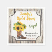 Sonnenblumen im Cowboy Boot Brautparty Serviette (Vorderseite)