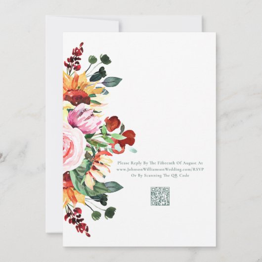 Sonnenblumen im Frühling Herbst Hochzeit Einladung (Rückseite)