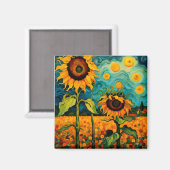 Sonnenblumen im Garten Magnet (Vorderseite/Rückseite)