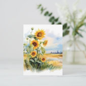 Sonnenblumen im Herbst Feiertagskarte (Stehend Vorderseite)