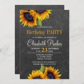 Sonnenblumen im Kopfbrett rustikale Geburtstagspar Einladung (Vorne/Hinten)