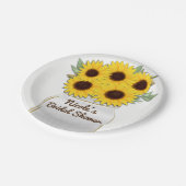 Sonnenblumen im Mason Jar Rustikales Chic Brautpar Pappteller (Schrägansicht)
