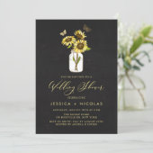 Sonnenblumen im Polterabend Mason Jar Chalkboard Einladung (Stehend Vorderseite)