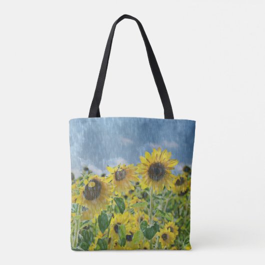 Sonnenblumen im Regen Tasche (Rückseite)