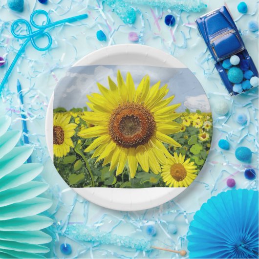 Sonnenblumen im reichen digitalen Kunstdruck Postk Pappteller (Party)
