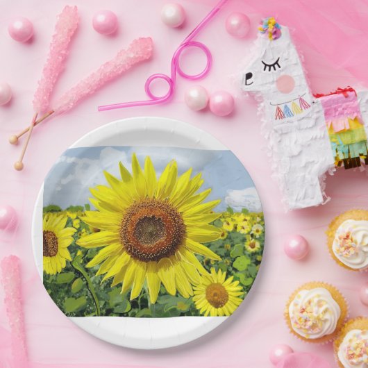 Sonnenblumen im reichen digitalen Kunstdruck Postk Pappteller (Party)