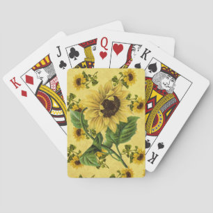 Sonnenblumen im Retro-Stil Spielkarten