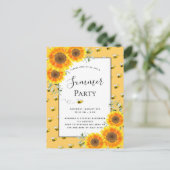 Sonnenblumen im Sommer Party Hummeln im Garten Gri Postkarte (Stehend Vorderseite)