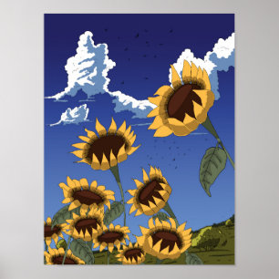 Sonnenblumen im Sommer Poster
