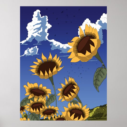 Sonnenblumen im Sommer Poster (Vorne)