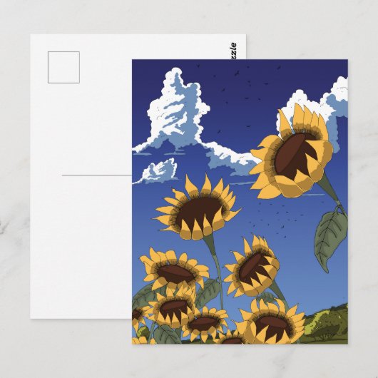 Sonnenblumen im Sommer Postkarte (Vorne/Hinten)