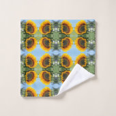 Sonnenblumen im Sonnenschein Abstrakte Blume Art Badhandtuch Set (Waschlappen)