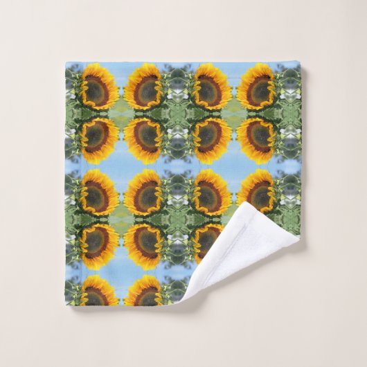 Sonnenblumen im Sonnenschein Abstrakte Blume Art Badhandtuch Set (Waschlappen)