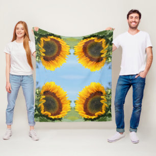 Sonnenblumen im Sonnenschein Abstrakte Blume Art Fleecedecke