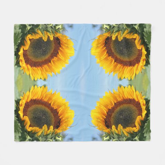 Sonnenblumen im Sonnenschein Abstrakte Blume Art Fleecedecke (Vorderseite (Horizontal))