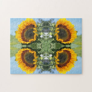 Sonnenblumen im Sonnenschein Abstrakte Blume Art Puzzle