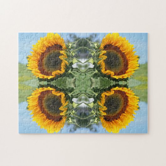 Sonnenblumen im Sonnenschein Abstrakte Blume Art Puzzle (Horizontal)