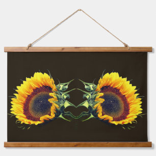 Sonnenblumen im Sonnenschein Abstrakte Blume Art Wandteppich Mit Holzrahmen