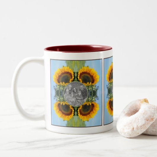 Sonnenblumen im Sonnenschein kreieren Ihr eigenes Zweifarbige Tasse (Mit Donut)
