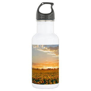 Sonnenblumen im Sonnenuntergang Edelstahlflasche