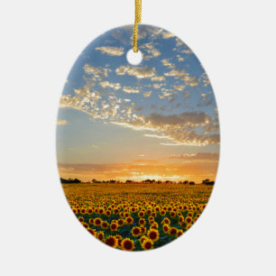Sonnenblumen im Sonnenuntergang Keramik Ornament