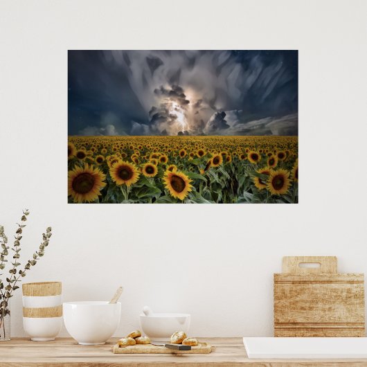 Sonnenblumen im Sturm Poster (Küche)