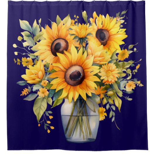 Sonnenblumen im Vasen-Duschvorhang Duschvorhang (Vorderseite)