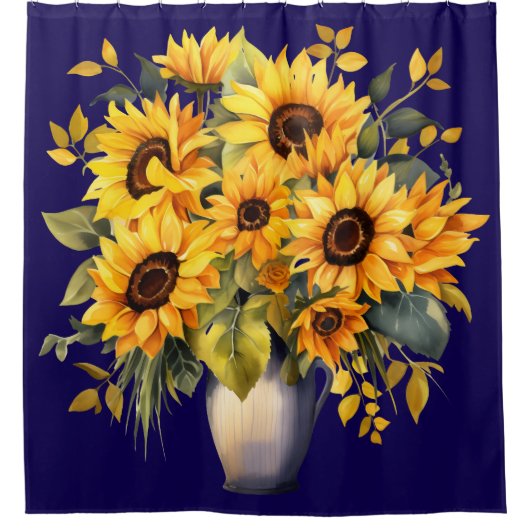 Sonnenblumen im Vasen-Duschvorhang Duschvorhang (Vorderseite)