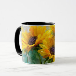 Sonnenblumen im vintage-Aquarellstil Tasse