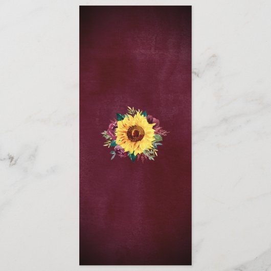 Sonnenblumen im Wasser Hochzeit an der Grenze Menükarte (Rückseite)