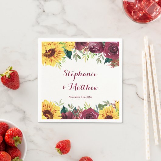 Sonnenblumen im Wasser Hochzeit an der Grenze Serviette (Beispiel)