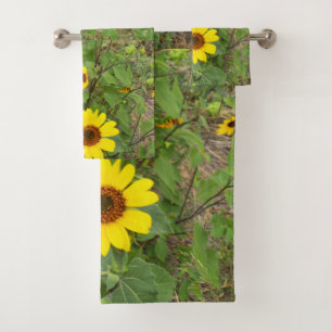 Sonnenblumen im Wind, Badetuch-Set Badhandtuch Set