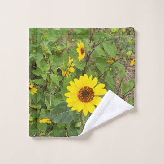 Sonnenblumen im Wind, Badetuch-Set Badhandtuch Set (Waschlappen)