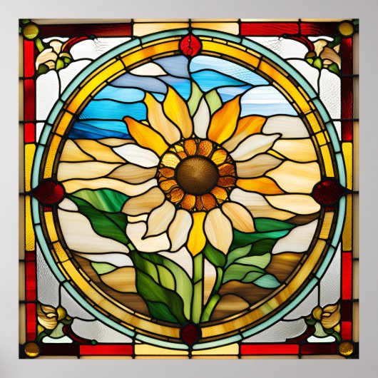 Sonnenblumen Imitate aus Glas 5' Rundruder Poster (Vorne)