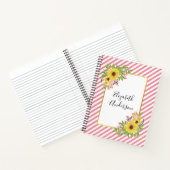 Sonnenblumen in Aquarellen, rosa und weiße Streife Notizblock (Innenseite)
