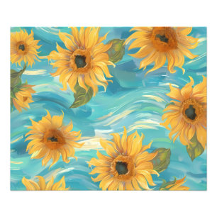 Sonnenblumen in Blau Fotodruck