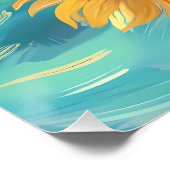 Sonnenblumen in Blau Poster (Ecke)